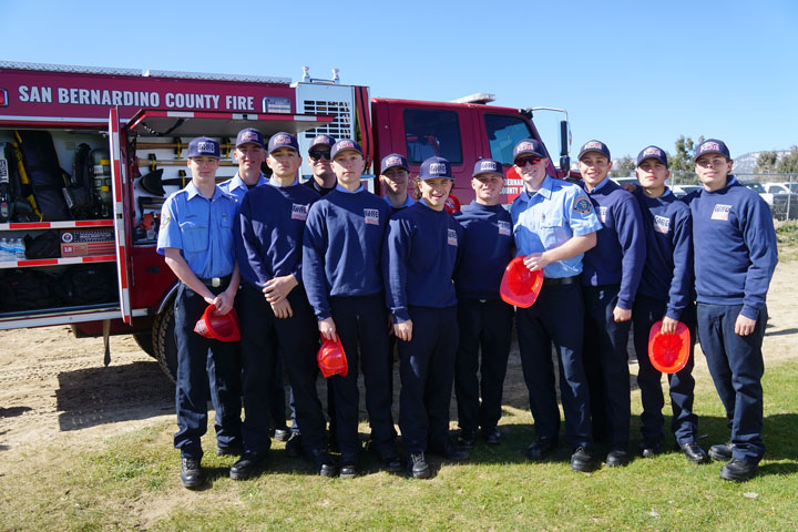 Fire explorers are showing off their expertise and fire equipment as part of the opening day festivities.
