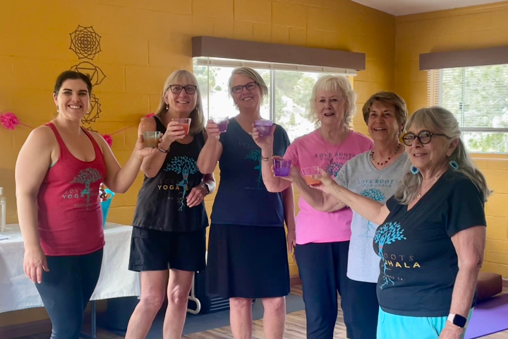 The owners of the yoga studio cheers to 5 Years of being in business