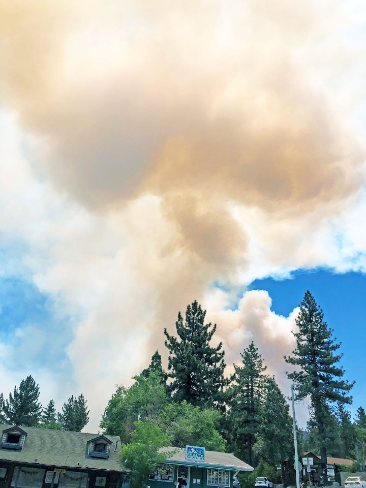 The Vista Fire from the Village in Wrightwood.