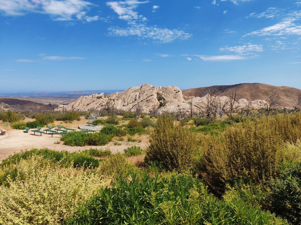 View of Picnic Tables & Devil's Punchbowl from the Parking Lot.
