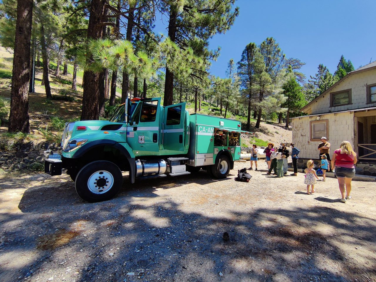 Guests got a look inside the firetruck while getting a lesson on how it operates.