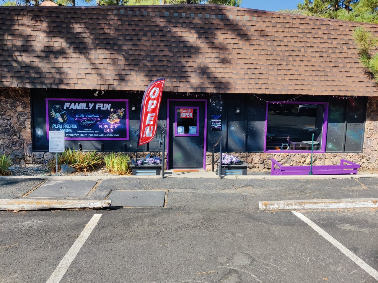 The Purr Ground is located in Wrightwood on Evergreen Rd. just off of Pine St.