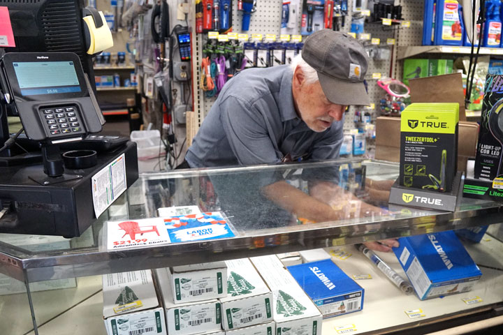 Under lock and Key: High-dollar items that were once out on shelves are now kept under glass. Many of these are common products that contractors and plumbers frequently use, and now they have to ask an employee to retrieve what they need. Gone are the days of  the smalltown shopping experience that make small communities so unique.