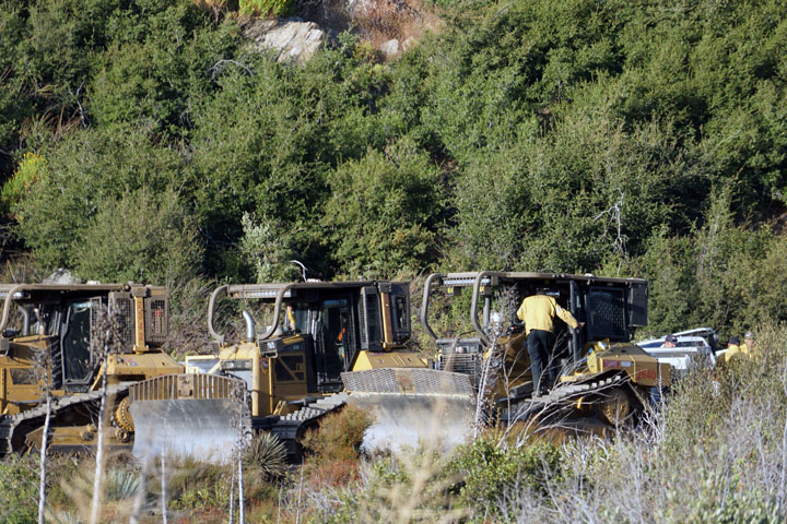 Dozers are getting ready to cut line in Lone Pine Canyon.