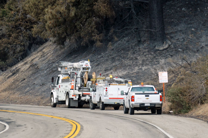 Verizon crew staging to repair services.