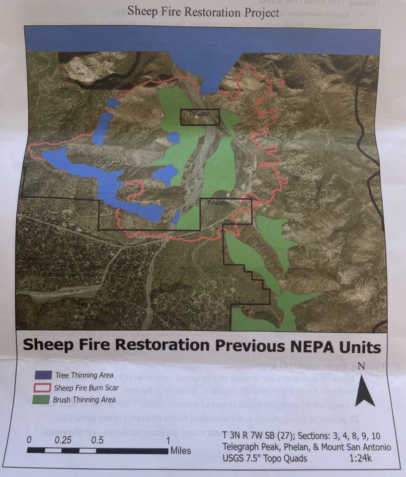 Mapped area for brush thinning in the Sheep Fire burn scar.