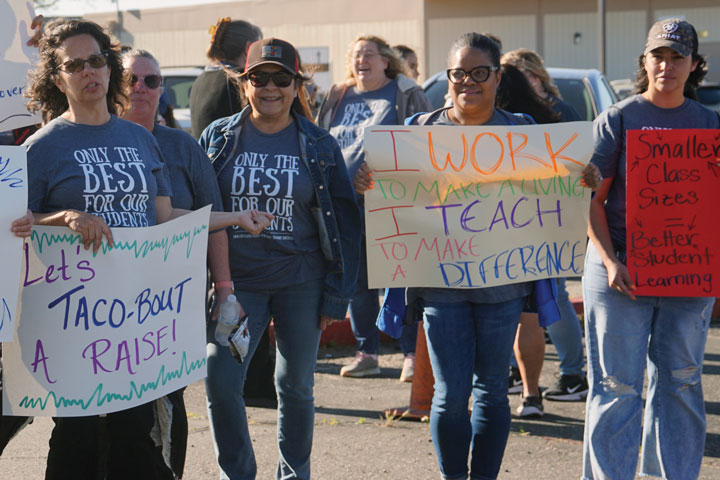 April: "ONLY THE BEST  FOR  OUR  STUDENTS" Snowline Employees were demonstrating their concerns during contract negotiations.  Contracts were successfully negotiated soon      after this event.