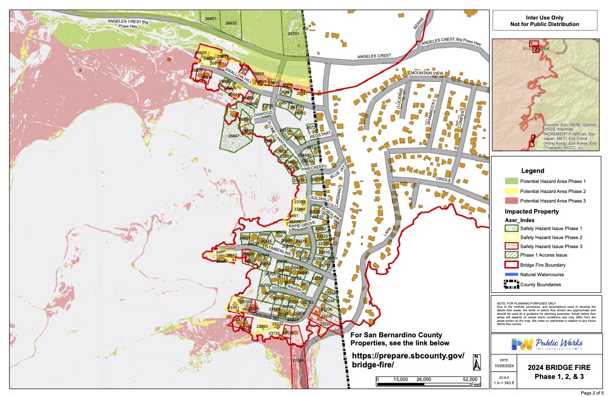 LA County has identified key areas of concern for debris and flood hazards in their assessment for the LA County side. (Photo by: LA County Public Works)