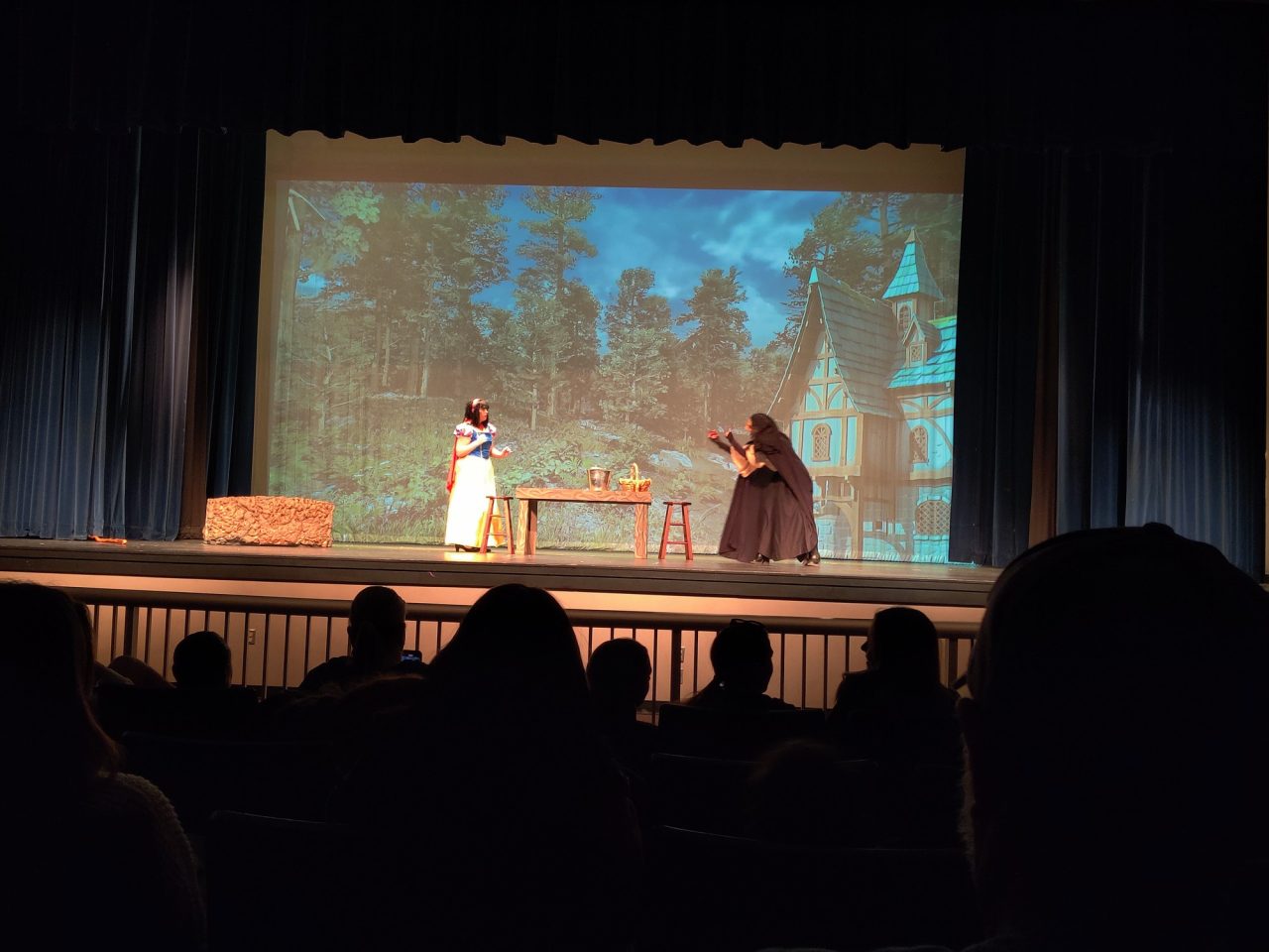 Opening Night - The Crone (Rowan Cannaday) and Snow White (Lily McNeal) singing "I&squot;ve Got This Apple"