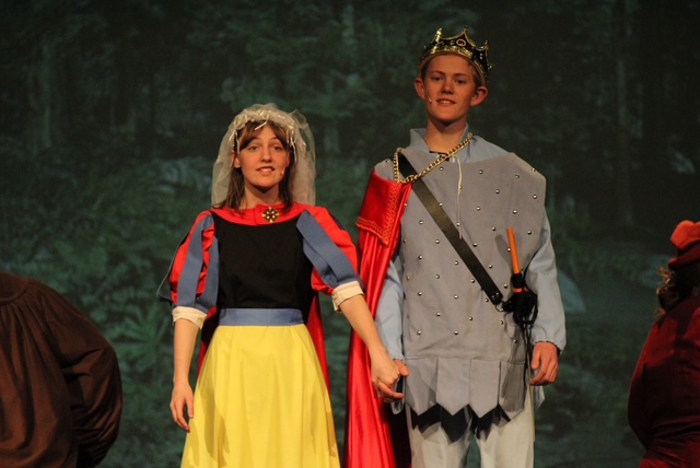 Behind the Scenes Dress Rehearsal. Lilly Vessels as Snow White and Andrew Phipps as the Prince.