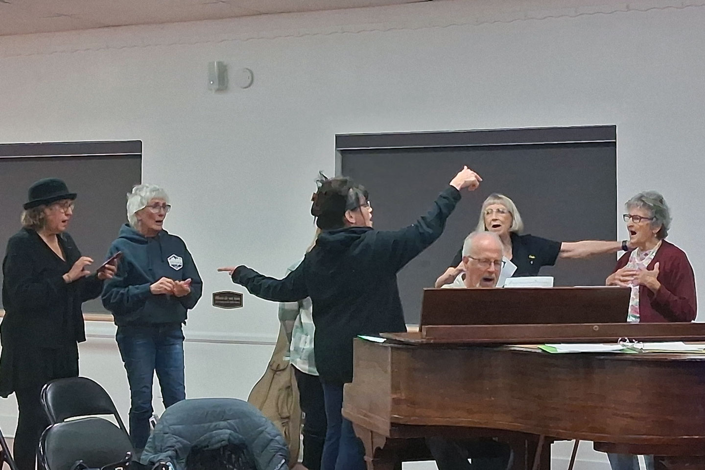 Seniors are rehearsing their act at the direction of the imcomparable Lara Stienmann for the Senior Follies show.