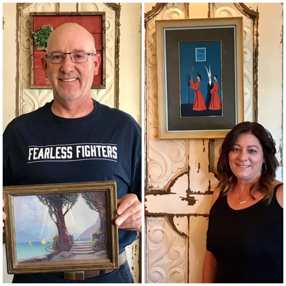 Brian Lombardi (left) and Kim Lombardi (right), owners of PaizLy Vintage & Antiques show off their other treasured finds (Photo by: Kim Lombardi)