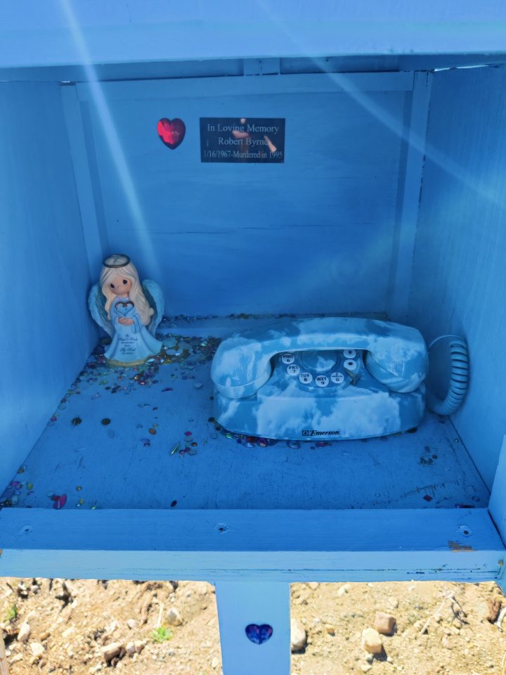 A look inside the Wind Phone, located on Table Mountain Road at the big turnout.