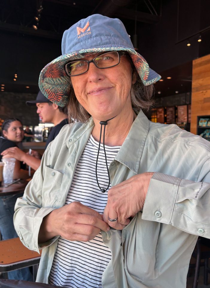 Kay may be wearing a hat simular to the one in this image.