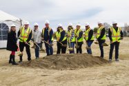 Board members, district staff and invited officials participate in a ceremonial groundbreaking for the PPHCSD’s Civic Center and Emergency Operations Center project. Construction on the 14,000-square-foot Phase 1 facility is expected to take approximately 18 months. From Left: From Steno Design - Angie Allen, Sophie Steeno, Tom Ragen from TRLS Engineering, from the PPHCSD - Director Deborah Philips, President Rebecca Kujawa, Vice President Jeanna Mills, Director Greg Snyder, General Manager Don Bartz, and Assistant General & Engineering Manager George Cardenas. Photo credit: Don Fish Jr.